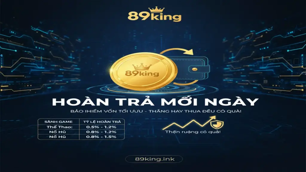 Cách nhận hoàn trả mỗi ngày 89king