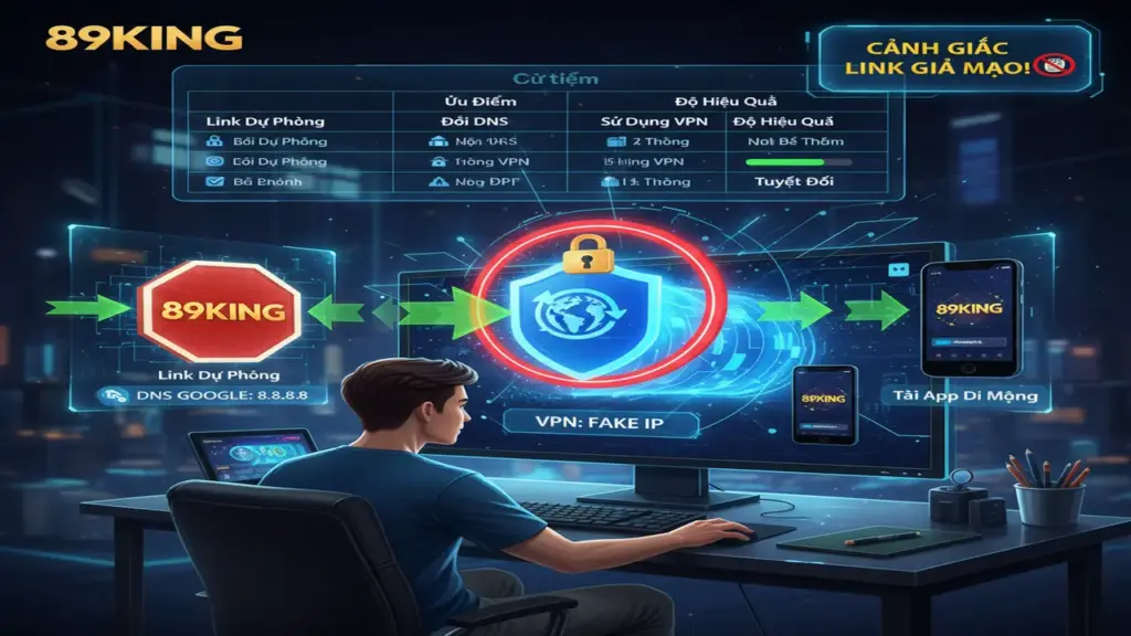 Cách vào link game không chặn 89king